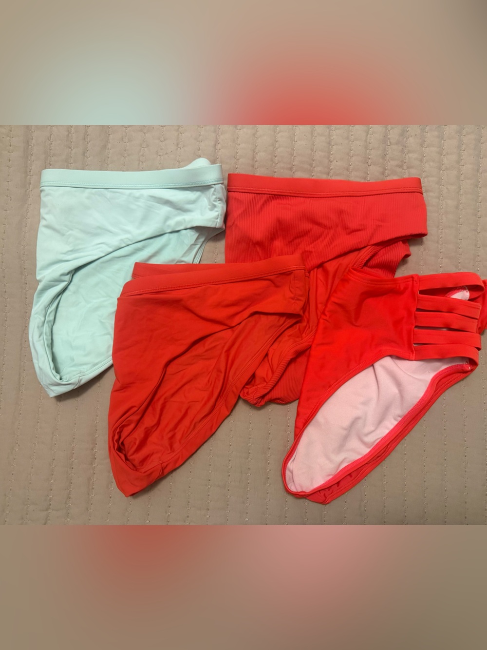 CALIA by Carrie Underwood Bikini Bottoms Set - Mint, Stripe, and Coral Mix